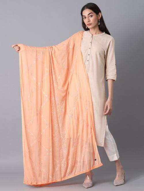 peach polyester dupatta - 18112179 - Very Small Image - 1