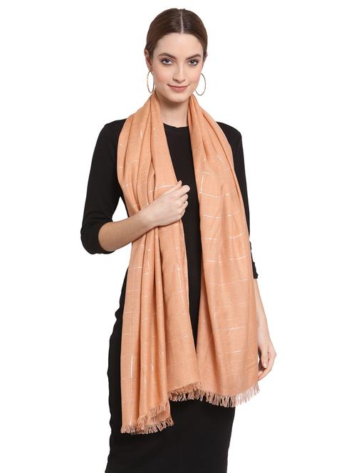 peach viscose stole - 18112261 - Very Small Image - 1
