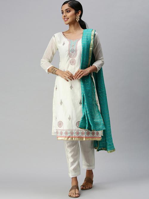 embroidered unstitched suit set - 18113098 - Very Small Image - 1