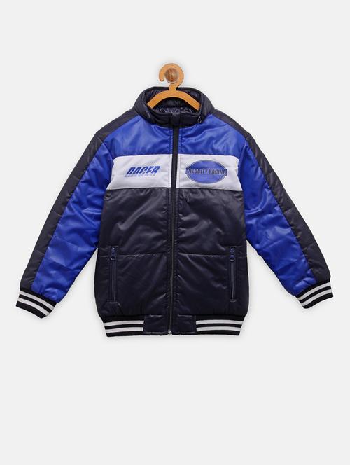navy blue color block jacket  - 18113542 - Very Small Image - 1