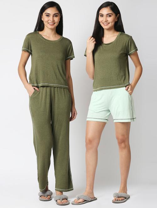set of 2 solid nightwear set - 18113731 - Very Small Image - 1