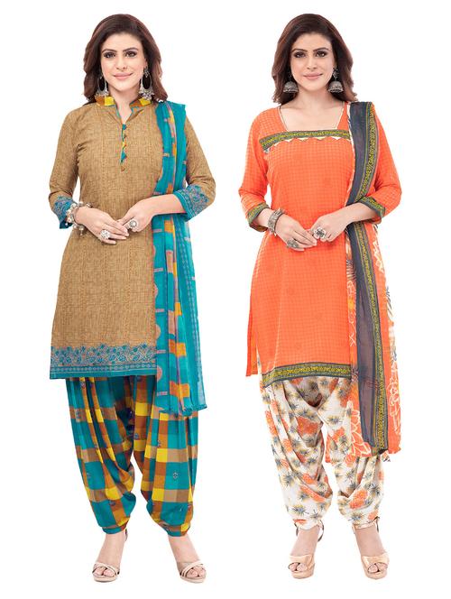 multi colored synthetic unstitched suit - 18114715 - Very Small Image - 1