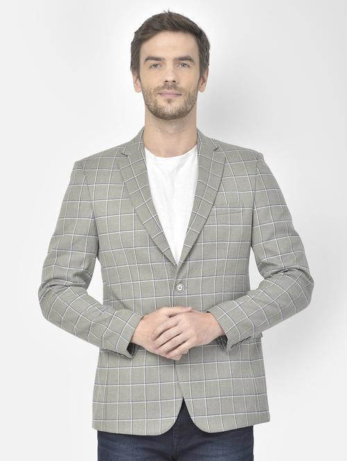 grey wool & polyester blend single breasted casual blazer - 18117695 - Very Small Image - 1