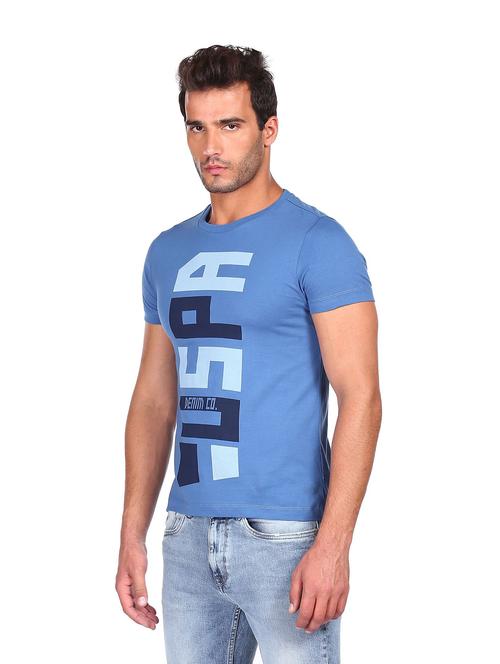 blue chest-printed t-shirt - 18119261 - Very Small Image - 1