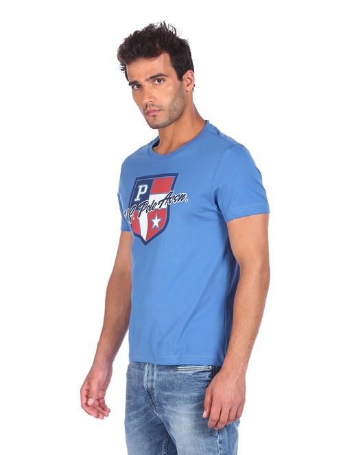 blue chest-printed t-shirt - 18119262 - Very Small Image - 1