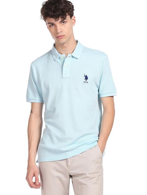 blue self-design polo t-shirt - 18119268 - Very Small Image - 1