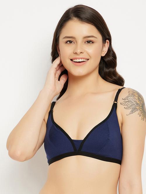 blue solid plunge bra - 18119744 - Very Small Image - 1