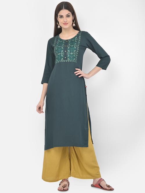 women's straight kurta - 18120271 - Very Small Image - 1