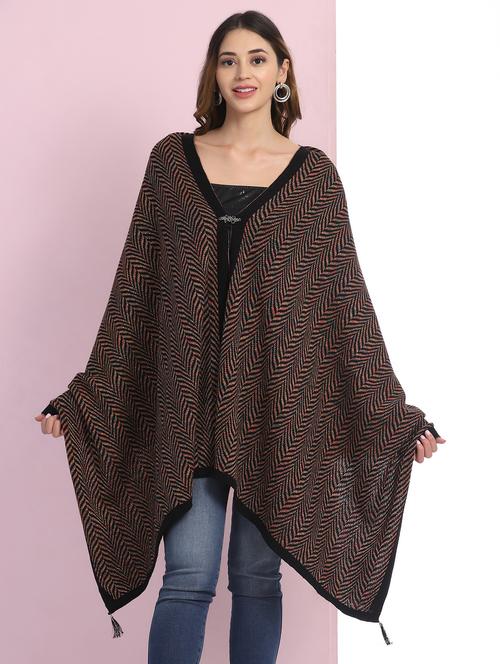 v-neck knitted poncho - 18138624 - Very Small Image - 1