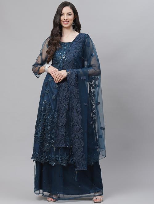 blue net unstitched suit - 18139901 - Very Small Image - 1