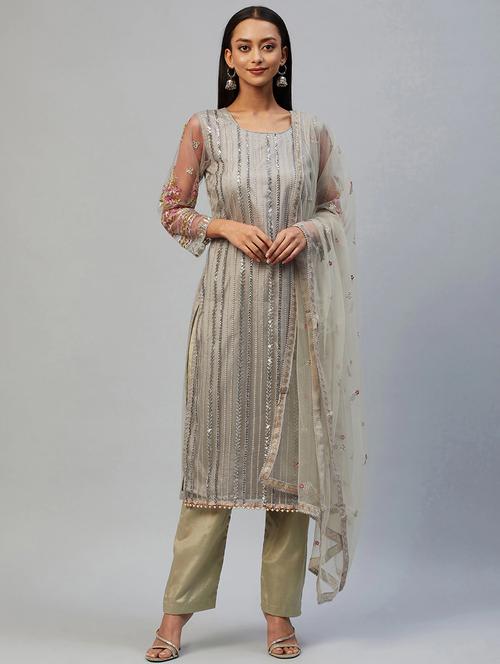 embroidered unstitched suit set - 18139953 - Very Small Image - 1