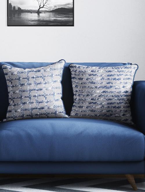 bianca tweed handloom luxury cushion cover with rich-texture [zipper closing on back] -2pc 16 x16 set - 18140848 - Very Small Image - 1