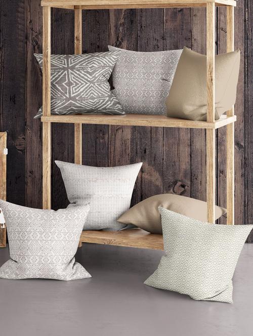 bianca tweed handloom luxury cushion cover with rich-texture [zipper closing on back] -5pc 16 x16 set - 18140868 - Very Small Image - 1