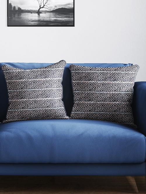 bianca tweed handloom luxury cushion cover with rich-texture [zipper closing on back] -2pc 16 x16 set - 18140898 - Very Small Image - 1