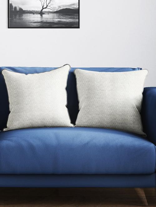 bianca tweed handloom luxury cushion cover with rich-texture [zipper closing on back] -2pc 16 x16 set - 18140904 - Very Small Image - 1