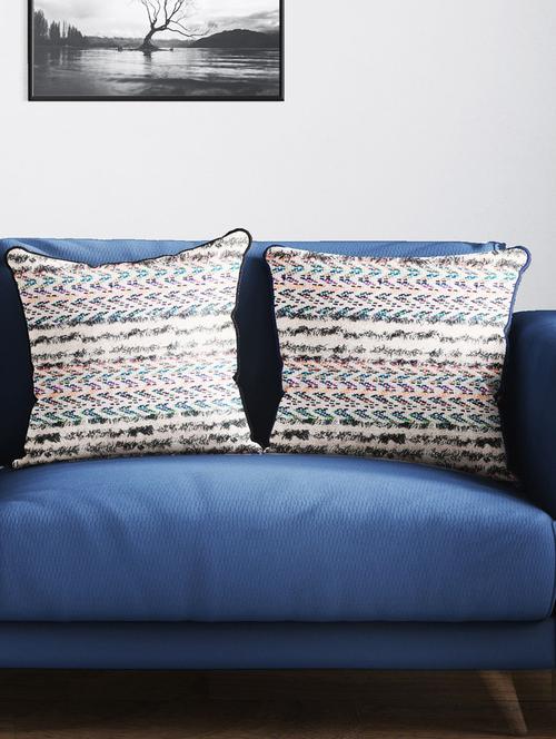 bianca tweed handloom luxury cushion cover with rich-texture [zipper closing on back] -2pc 16 x16 set - 18140906 - Very Small Image - 1