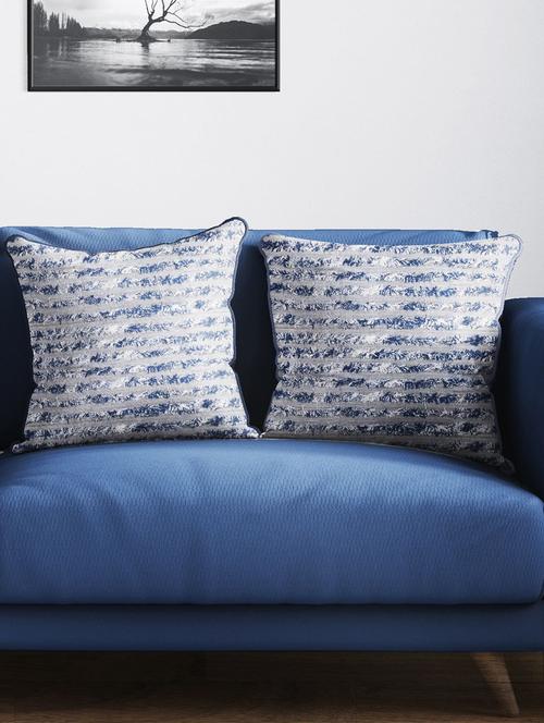 bianca tweed handloom luxury cushion cover with rich-texture [zipper closing on back] -2pc 16 x16 set - 18140910 - Very Small Image - 1