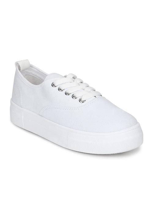 white canvas laceup casual shoes - 18141049 - Very Small Image - 1