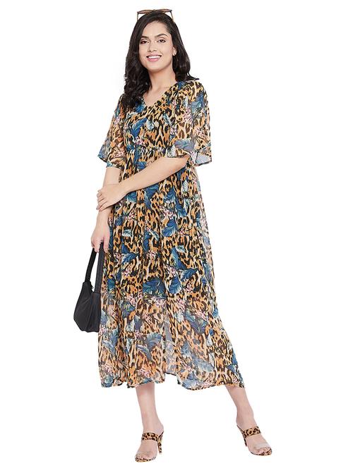 women's fit & flare animal print dress - 18141658 - Very Small Image - 1