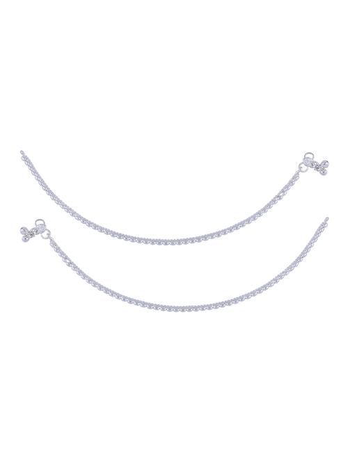 silver brass anklets and payal - 18142039 - Very Small Image - 1
