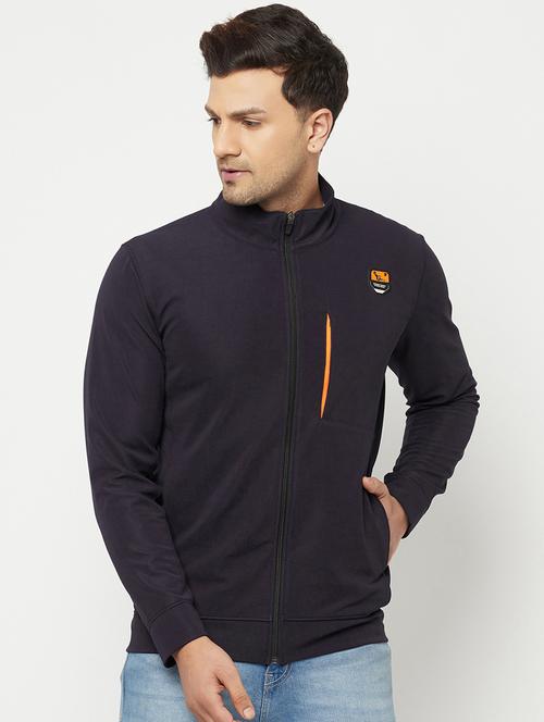 navy blue polyester biker jacket - 18142396 - Very Small Image - 1