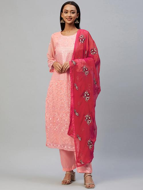 peach unstitched suit set - 18142606 - Very Small Image - 1