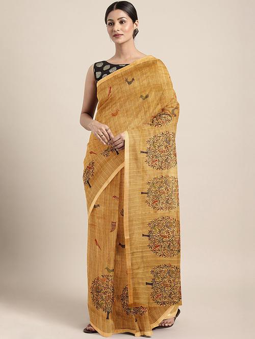 women's ethnic motifs beige colored saree with blouse - 18142723 - Very Small Image - 1