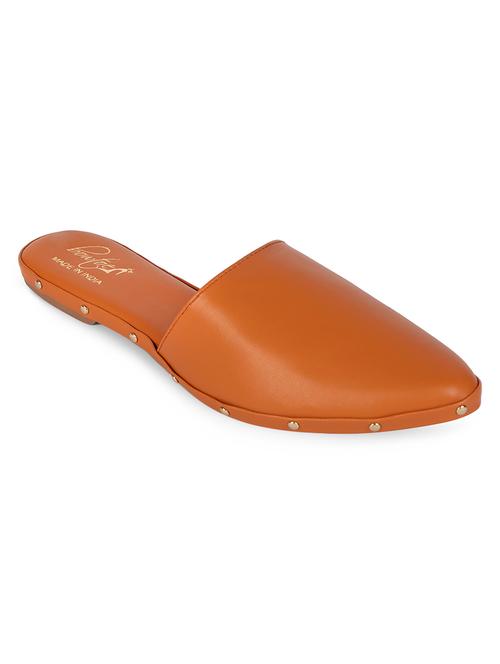 tan faux leather slip on sandals - 18142742 - Very Small Image - 1