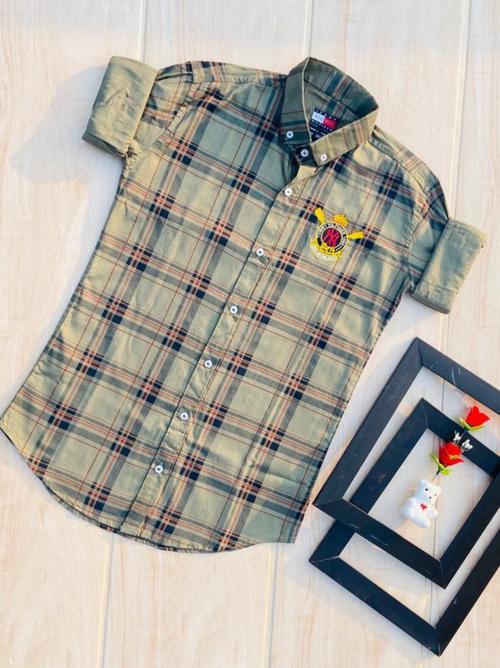 neutral color checked shirt for men  - 18143028 - Very Small Image - 1