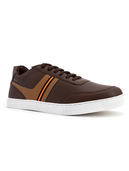 brown synthetic lace up sneakers - 18143535 - Very Small Image - 1