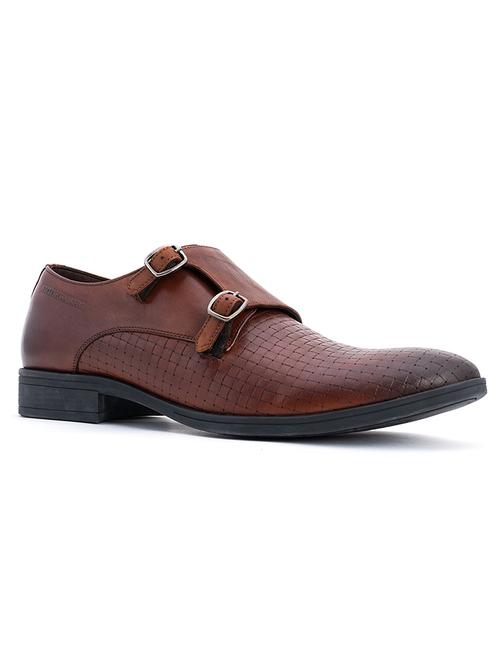 Brown Leather Slip On Monk Straps - 18143550 - Very Small Image - 1