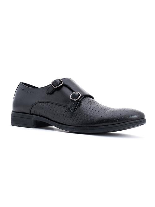 black leather slip on monk straps - 18143551 - Very Small Image - 1