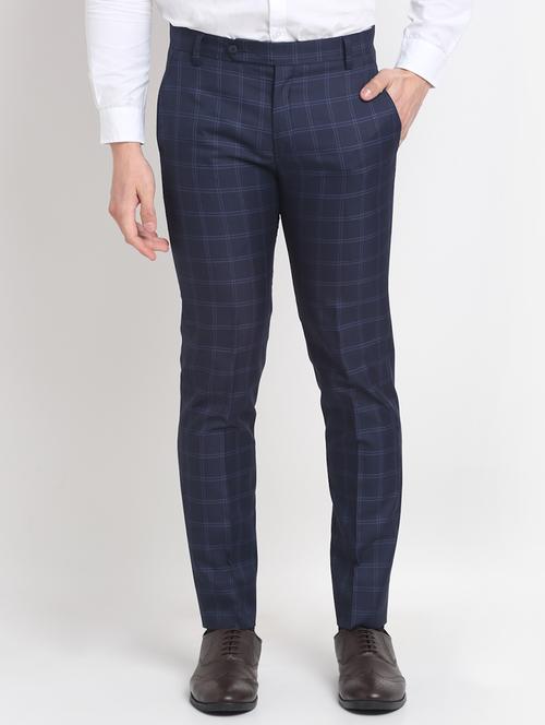 blue checkered formal trouser - 18145036 - Very Small Image - 1