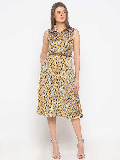 yellow satin aline dress - 18146737 - Very Small Image - 1