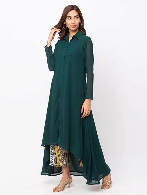 green georgette straight top - 18146857 - Very Small Image - 1