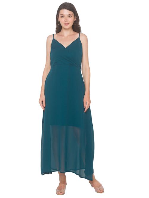 teal blue georgette dress - 18146923 - Very Small Image - 1