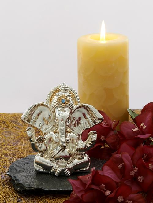 small silver straight trunk ganesha - 18148 - Very Small Image - 1