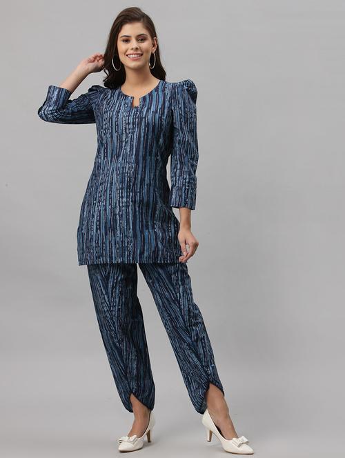 navy cotton kurta pant  set - 18156985 - Very Small Image - 1