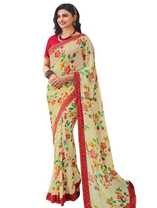 floral printed saree  with blouse - 18157058 - Very Small Image - 1