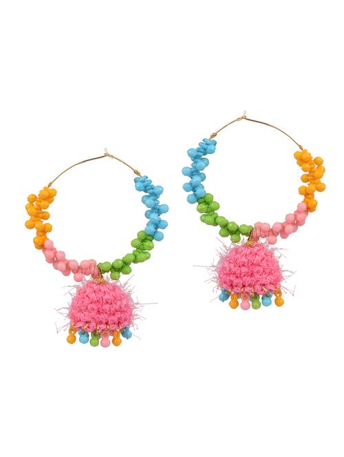 colorful crochet jhumka with bead hangings - 18157088 - Very Small Image - 1