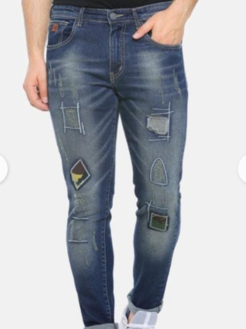 men denim rough jeans blue color  - 18158938 - Very Small Image - 1