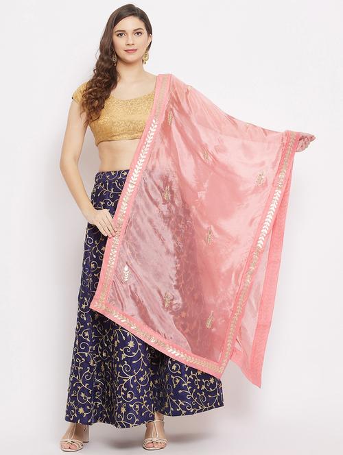 peach silk blend dupatta - 18163376 - Very Small Image - 1