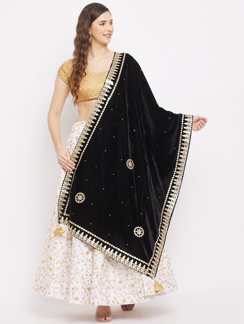 black velvet dupatta - 18163396 - Very Small Image - 1