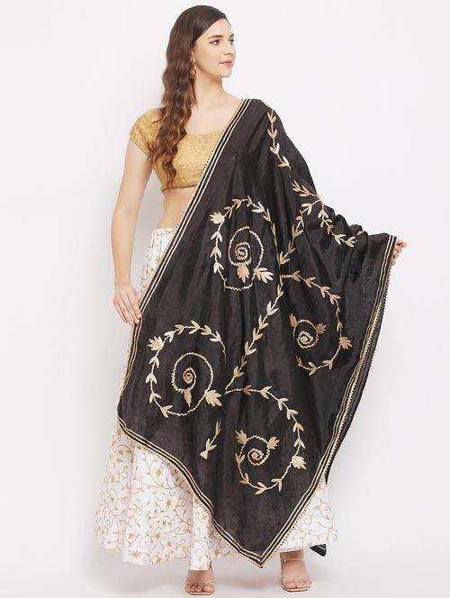 black embroidered gota work dupatta - 18163400 - Very Small Image - 1