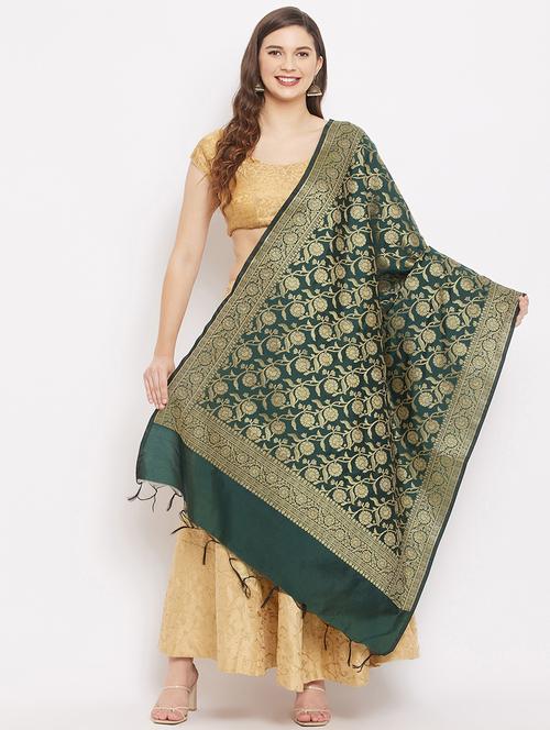 green banarasi dupatta - 18163413 - Very Small Image - 1