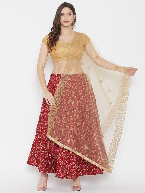 beige net dupatta - 18163435 - Very Small Image - 1