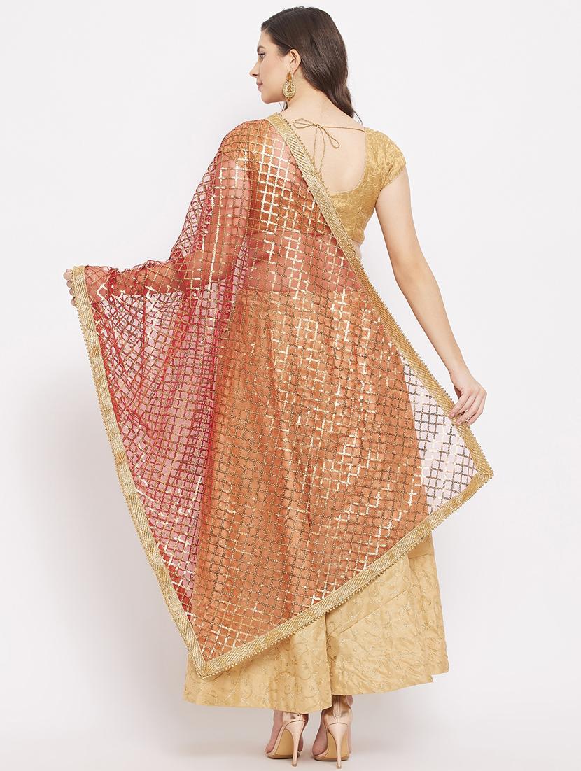 red net dupatta - 18163489 - Standard Image - 3
