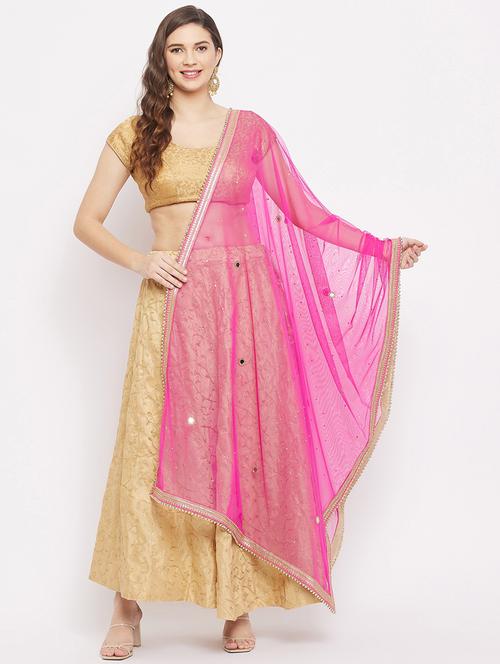 magenta net dupatta - 18163494 - Very Small Image - 1