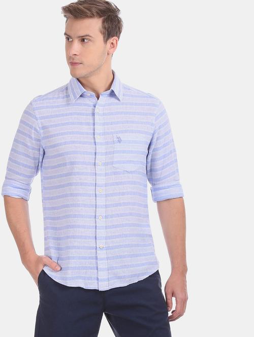 light blue striped casual shirt - 18163563 - Very Small Image - 1