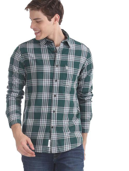 teal checkered casual shirt - 18163665 - Very Small Image - 1